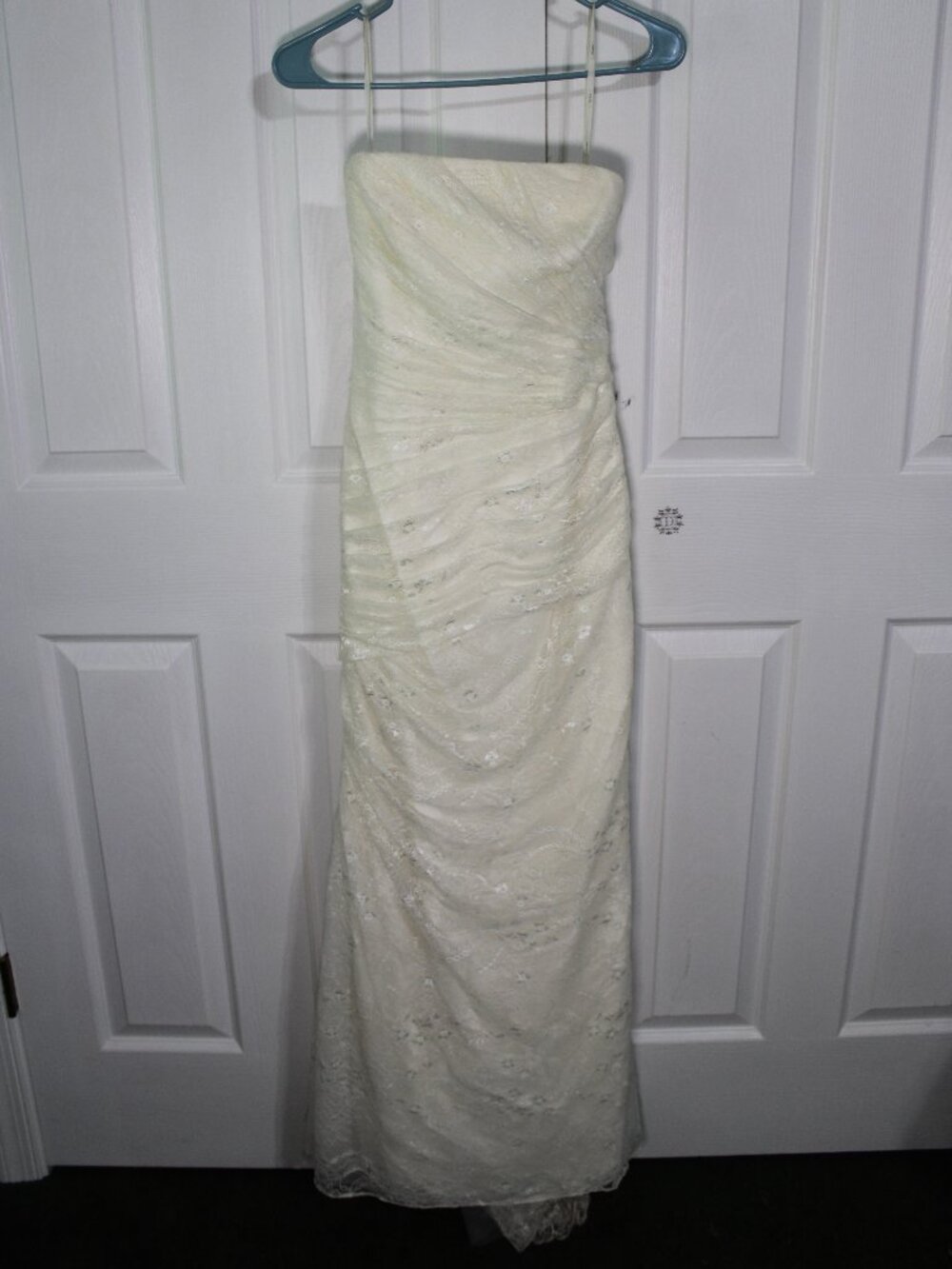 White by Vera Wang Draped Lace Strapless Off White Ivory Wedding Gown